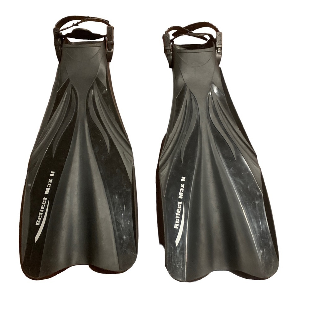 Reflect Max II Scuba Fins Open Heel Black Diving Snorkeling Size S-M